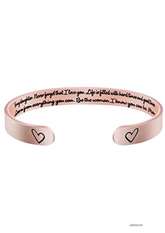 Joycuff Inspirational Rose Gold Bracelets for Women Mothers Day Birthday Christmas Jewelry Funny Gifts for Mom Grandmother Daughter Stainless Steel Cuff Bracelet Engraved Motivational Message