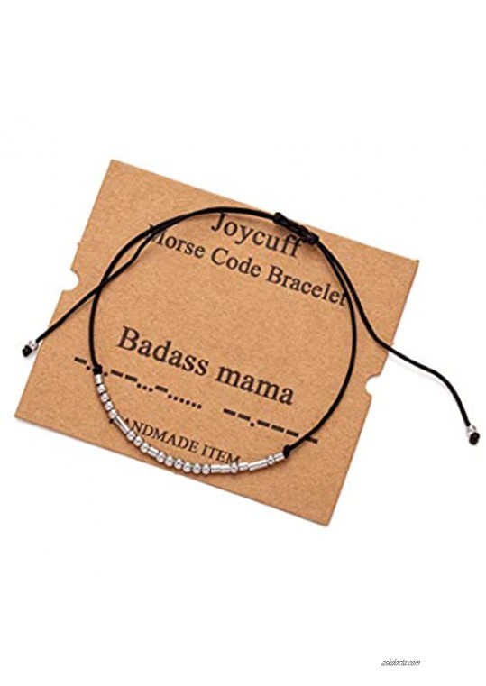 Joycuff Morse Code Inspirational Encouragement Bracelets for Women Funny Jewelry Gifts for Teen Girls Daughter Sister Best Friend Friendship Adjustable Dainty Silk Beaded Wrap Bracelet