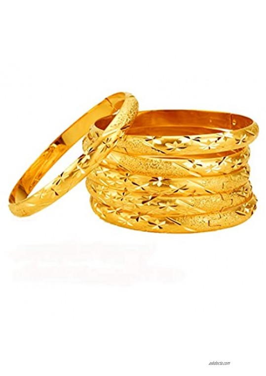 LAVI 18k Gold Plated Stackable Bangle Stainless Steel Open Cuff Bracelets for Women Jewelry 2.6"