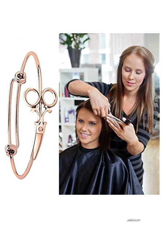 Minimalist Shears Scissor Bangle Stacking Adjustable Wire Bracelet for Hairdresser
