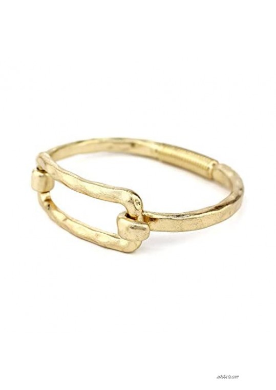 Pomina Boho Fashion Bangle Gold Cuff Bracelet Geometric Shape Tension Bangle Hammered Metal Bracelet for Women Teen