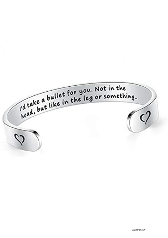 SAM & LORI Bracelet Bangle Cuff for Women Inspirational Personalized Jewelry Mantra Quote Engraved Motivational Birthday Friend Encouragement Present for Her Teen Girls Men with Secret Message
