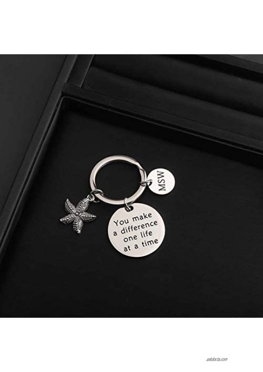 Social Worker Gifts MSW Graduation Bracelet You Make A Difference Jewelry Starfish Bracelet