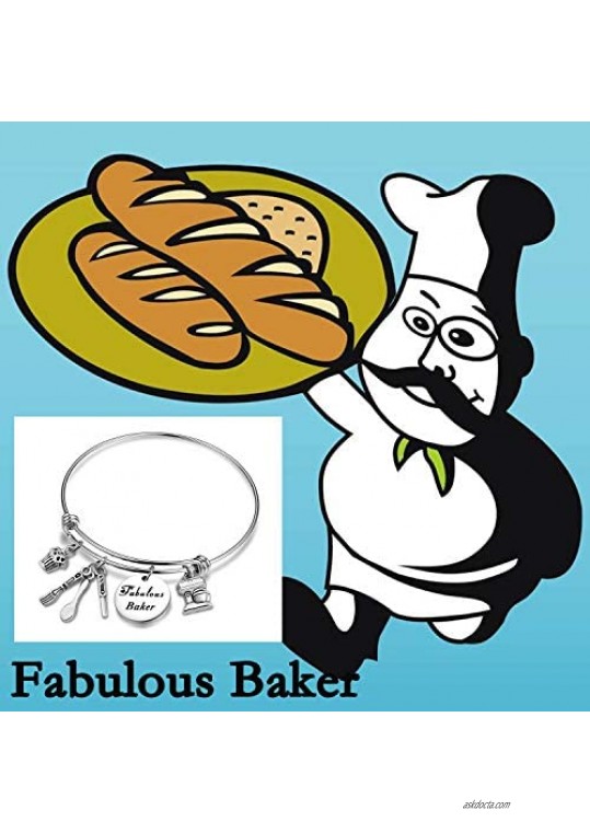 TGBJE Baker Gift Fabulous Baker Bracelet Expandable Stainless Steel Bracelet Gift for Cake Decorator Baker Chef