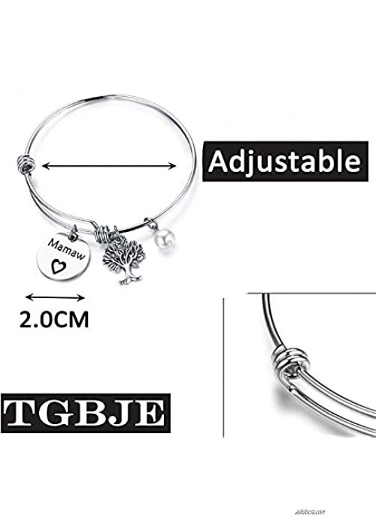 TGBJE Gigi Bracelet Hand Stamped Wire Bangle Great Grandma Gift with Family Tree