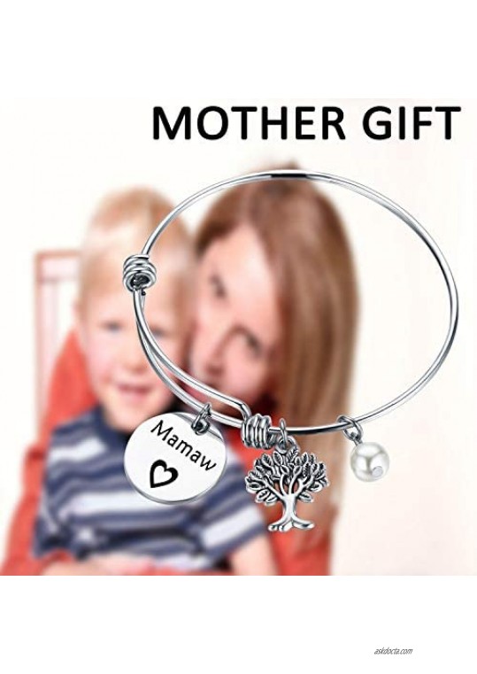 TGBJE Gigi Bracelet Hand Stamped Wire Bangle Great Grandma Gift with Family Tree