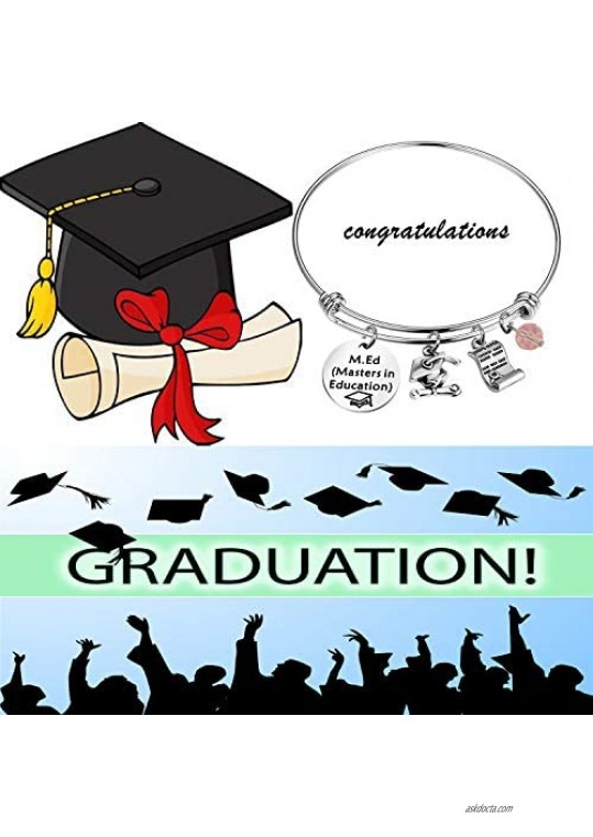 TIIMG Teacher Graduation Gift Masters Degree in Education Charm Bracelet New Teaching M.Ed Bracelet College Graduate Gift