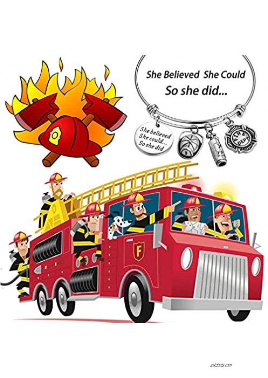TIIMG Woman Firefighter Gift Firewoman Gift Fire Dept Gift Firefighter Mom Gift She Believed She Could So She Did Firefighter Wife Mom Girlfriend Gift