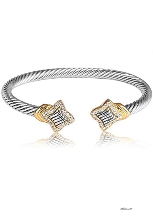 UNY Jewelry European and American Fashion Antique Cables Rhodium 2 Tone Plated Bracelet Unique Vintage