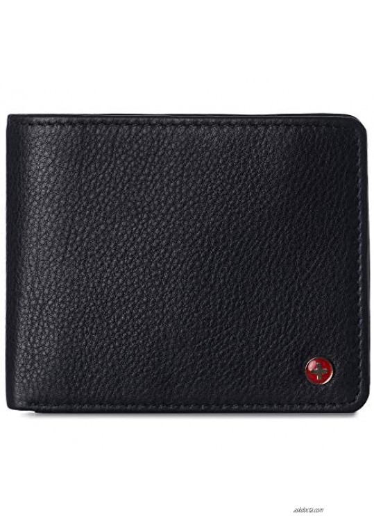 Alpine Swiss Mens Nolan Bifold Commuter Wallet Cowhide Leather RFID Safe Comes in a Gift Box