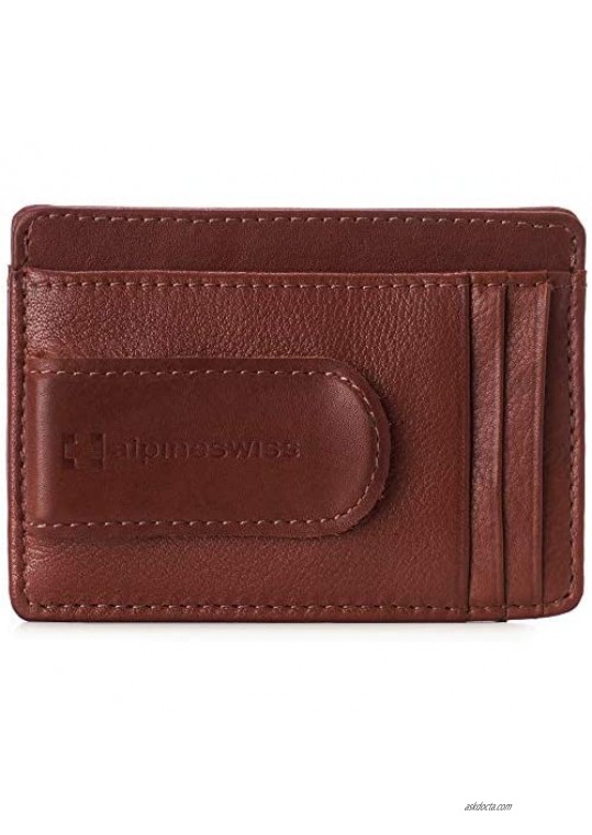 Alpine Swiss RFID Dermot Money Clip Front Pocket Wallet For Men Leather Comes in a Gift Box