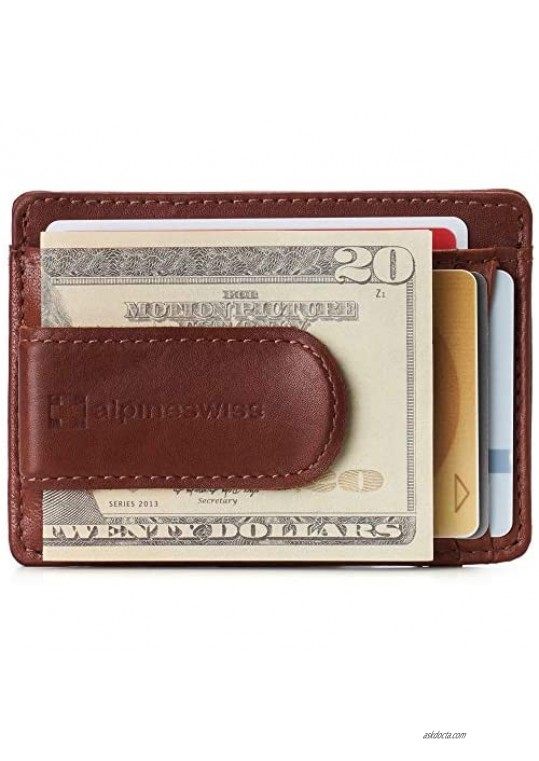 Alpine Swiss RFID Dermot Money Clip Front Pocket Wallet For Men Leather Comes in a Gift Box