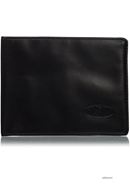 Big Skinny Men's RFID Blocking Leather Super Skinny Bi-Fold Wallet  Holds Up To 35 Cards  Black