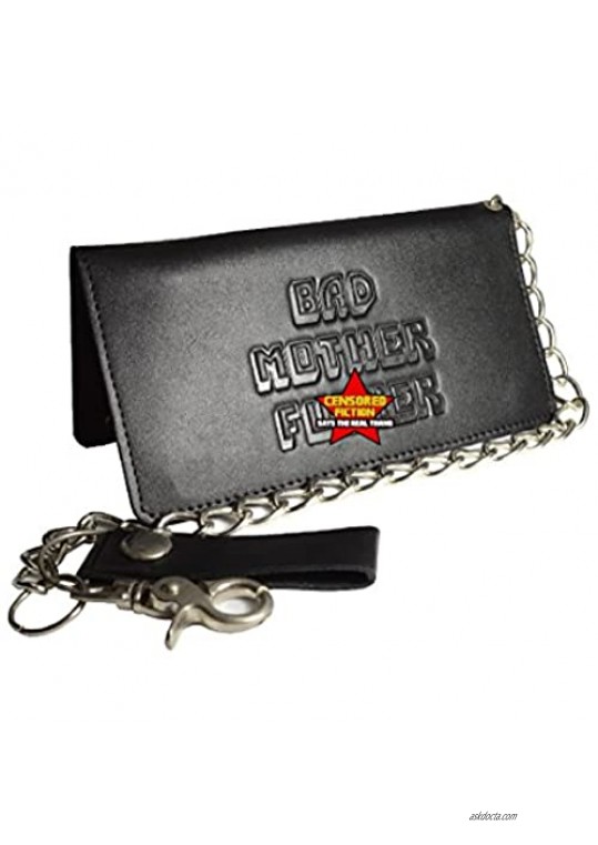 BMF Leather Biker Wallet with Chain New Tough Black Leather Version