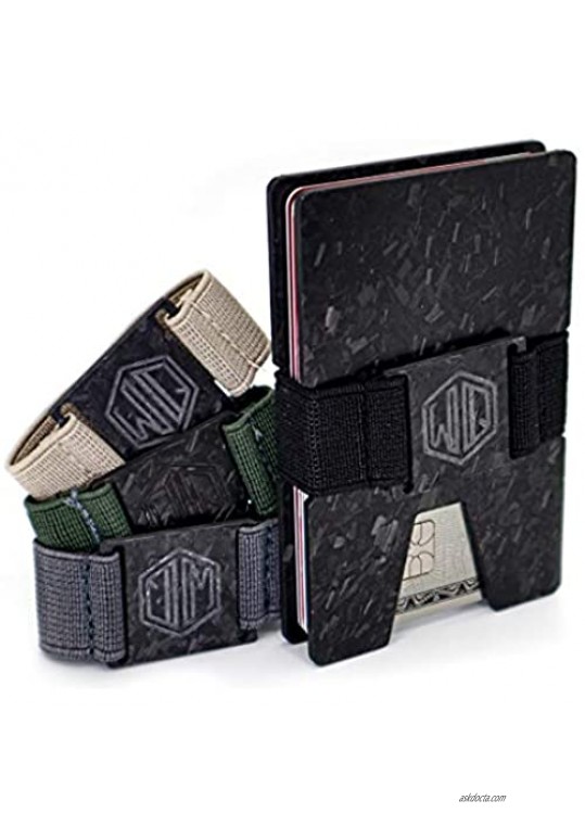Carbon Fiber Wallet Cash Band by WidelyQuality RFID Minimalist Slim tactical CardHolder (Black Forged carbon fiber)