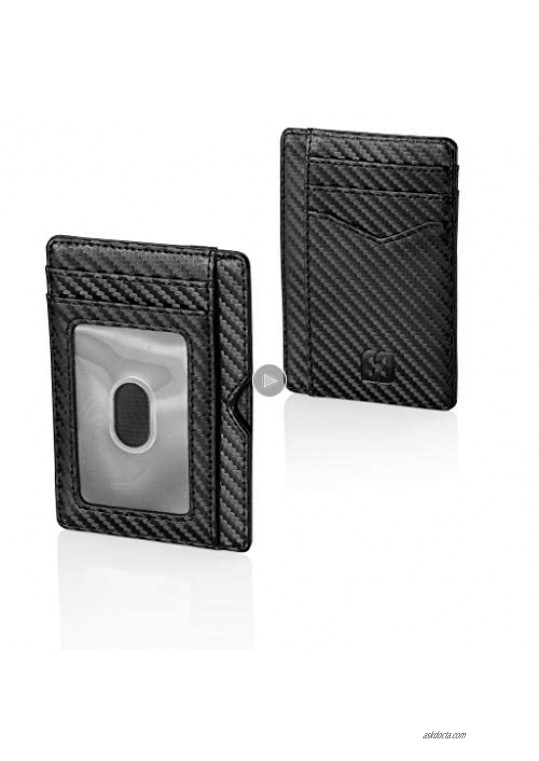 Card Wallet: Minimalist Wallet for Bills and Cards with ID Window and RFID Block