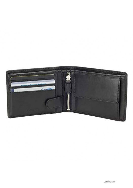 DiLoro Italy Full Size Mens Leather Wallet Bifold Flip ID Zip Coin Wallets with RFID Protection
