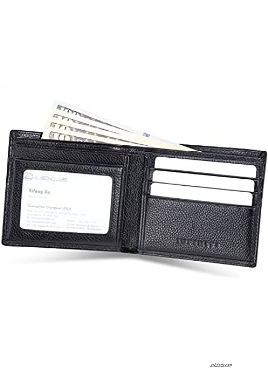 Fit Cadillac Men's Genuine Leather Wallet with 4 Credit Card Slots and ID Window (for Cadillac)