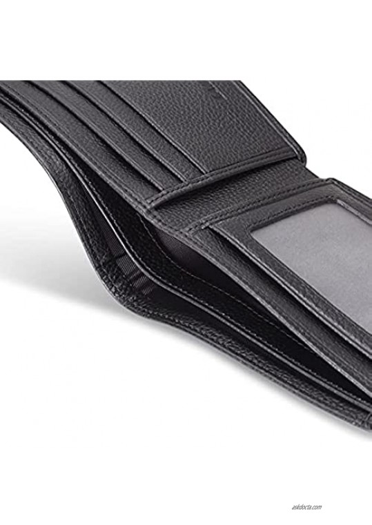 Fit Cadillac Men's Genuine Leather Wallet with 4 Credit Card Slots and ID Window (for Cadillac)