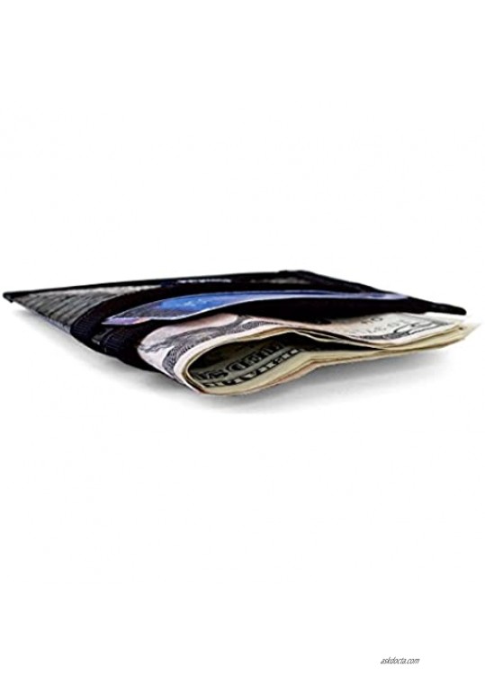 Flowfold Recycled Sailcloth Craftsman 3 Pocket Card Holder Wallet - Front Pocket Wallet Slim Card Holder & Recycled Sailcloth Wallet Made in USA (Black Sailcloth)