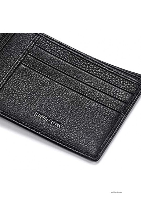 Full Grain Leather Bifold Wallets for Men Slim Minimalist Mens Wallet Gifts for Dad Birthday Fathers Day
