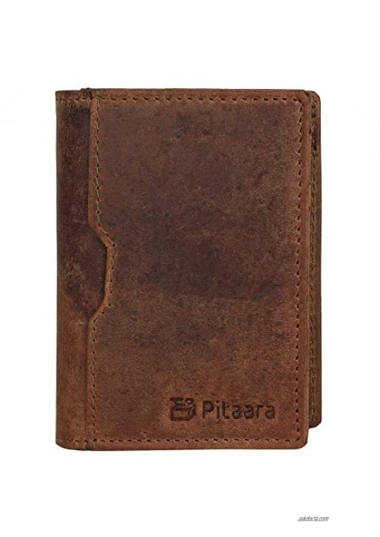 Genuine Leather Slim Hand Crafted Minimalist Bifold Front Pocket Wallet with RFID Blocking For Men