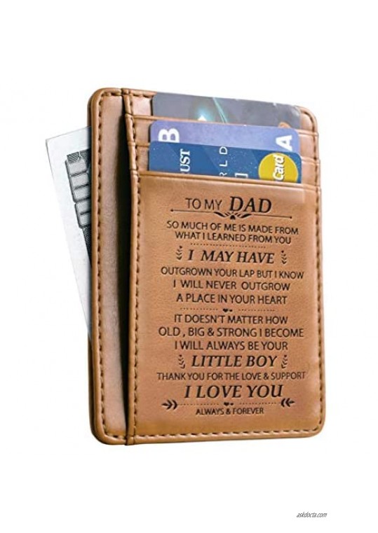 Gift for Dad Slim Wallet Cowhide Father day gift for Dad From Son Minimalist Wallets RFID Front Pocket Wallet