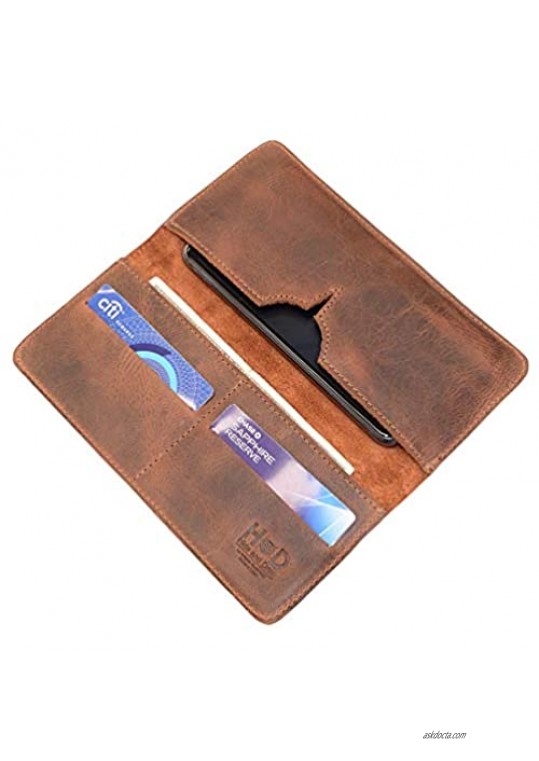 Hide & Drink Leather Cell Phone Wallet Holds Up To 4 Cards Plus Flat Bills / Travel / Case / Bag / Stylish Handmade Includes 101 Year Warranty :: Bourbon Brown