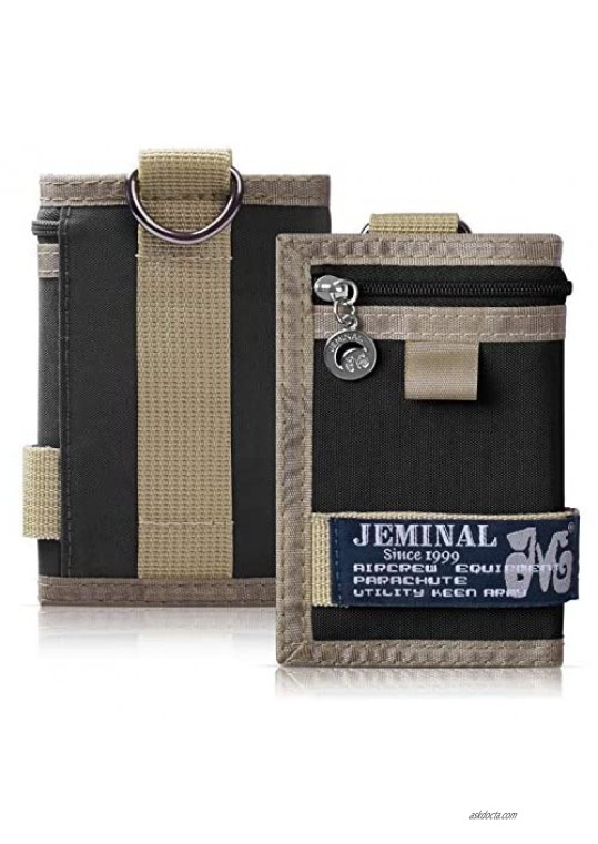 JEMINAL Trifold Canvas Outdoor Sports Wallet for Boys - Keychain Wallet for Women and Mens