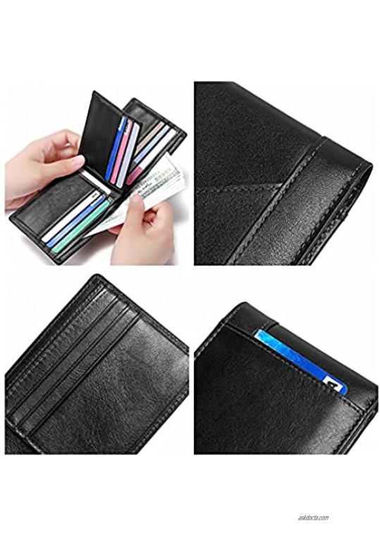 Kevin lux Mens Slim Wallet Minimalist Leather front pocket Wallets for Men RFID Bifold Credit Card holder Wallet (black)