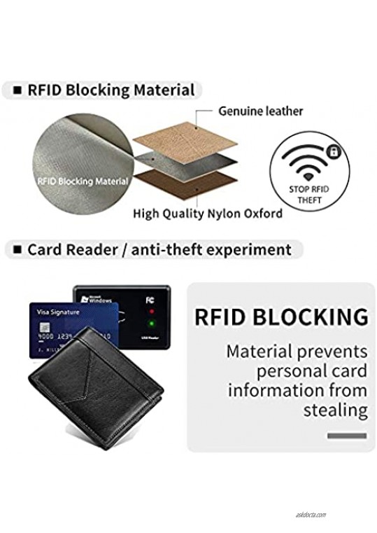 Kevin lux Mens Slim Wallet Minimalist Leather front pocket Wallets for Men RFID Bifold Credit Card holder Wallet (black)