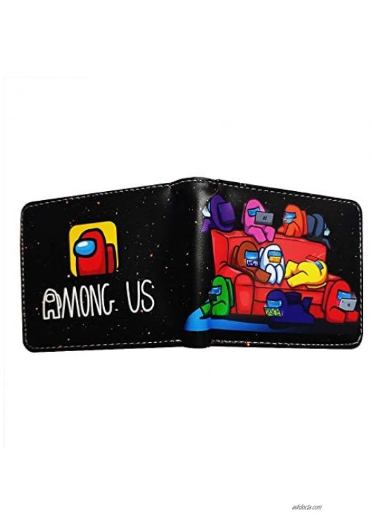 Kids Boys A mong Us Bi-fold Wallet With Coin Purse For Cartoons Pattern Game Fans Boys Teens Women Girls Birthday Gift