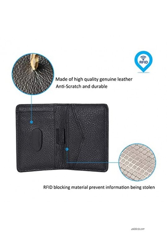 Krone Kalpasmos Card Wallet Genuine Leather Slim Front Pocket Wallet for Men Bifold RFID Blocking Minimalist Card Holder Wallet