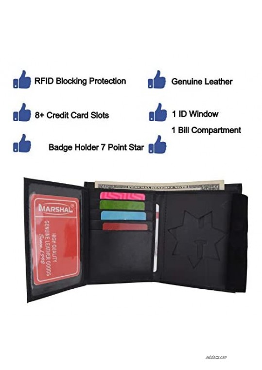 Leather Bi-fold Badge Holder Black #2517TA