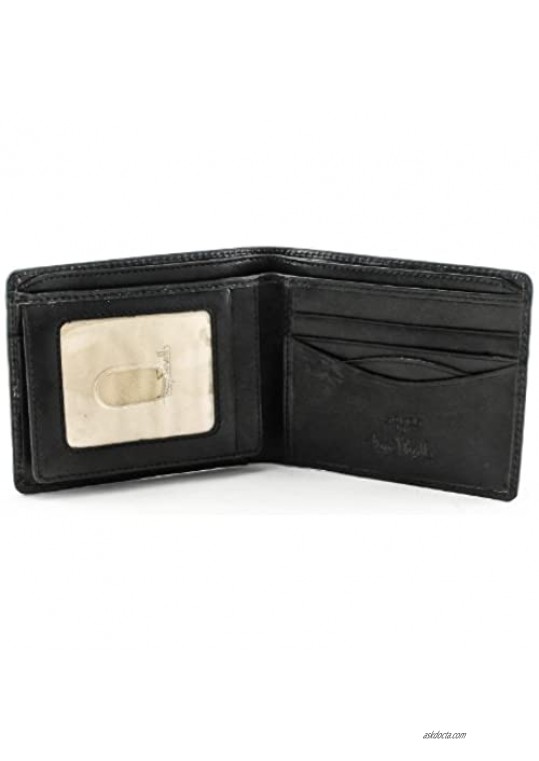 Mens Bifold Passcase ID Wallet Slim Front Pocket Multi Card Case Italian Leather