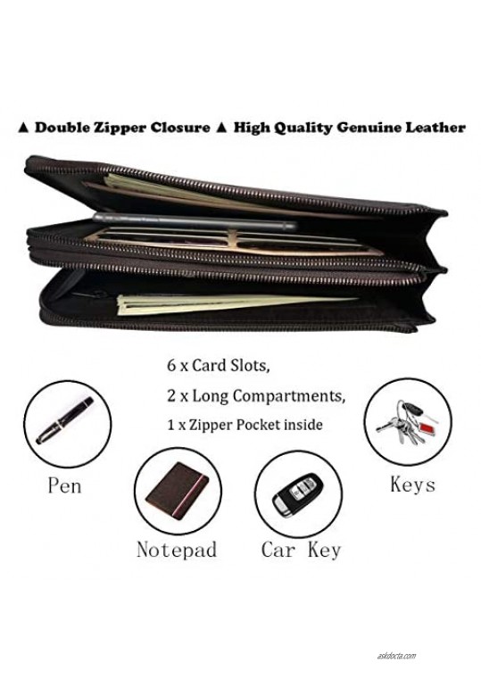 Mens Wristlets Clutch Bag Genuine Leather Wallets Handbag Luxury Purses