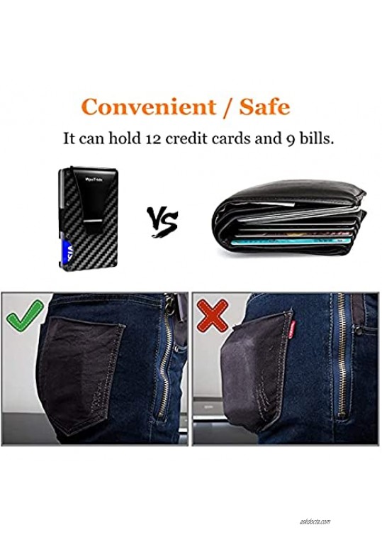 Money Clip Metal Wallet for Men WpoTridx Carbon Fiber Credit Card Holder RFID Slim Minimalist Wallet for Men