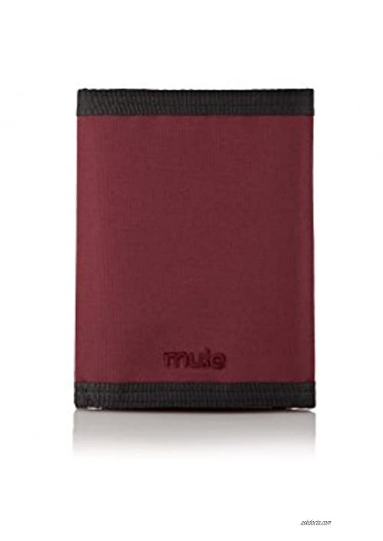 Mule Switchback Mens Wallet | Nylon RFID Protected Trifold Water Resistant ID Window | Holds 12 cards Oxblood