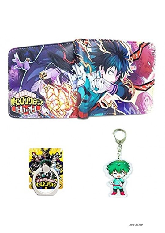 My Hero Academia Wallet Set Included Bifold Wallet Keychain Phone Ring Holder