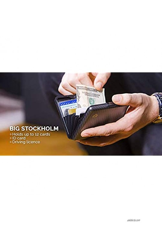 Ögon Designs - Big Stockholm Aluminum Wallet - RFID Blocking Card Holder - Up to 10 Cards and Banknotes (Navy Blue)