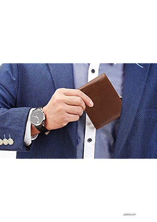 Personalized Mens Wallet Leather Wallet Bifold RFID Personalized Gifts for Men (Husband Wallet)
