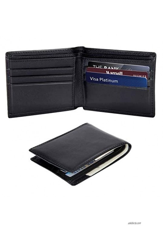Polare Original Men's RFID Blocking Vintage Italian Genuine Leather Slim Bifold Wallet Handmade