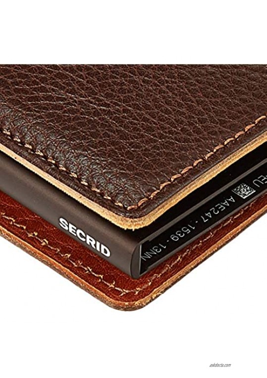Secrid Slim Wallet Genuine Leather Veg Tanned Espresso With Safe Card Case max 12 cards