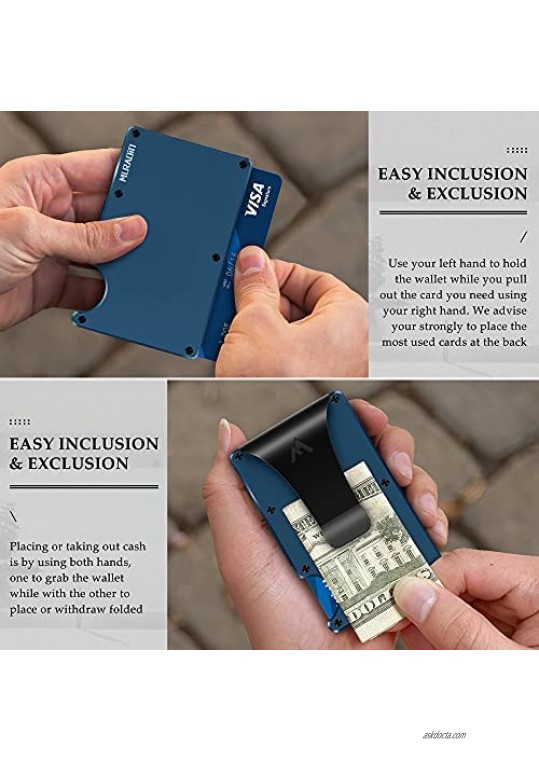 Slim Wallets for Men Aluminum RFID Mens Wallet Minimalist Credit Card Holder with Metal Money Clip - MURADIN