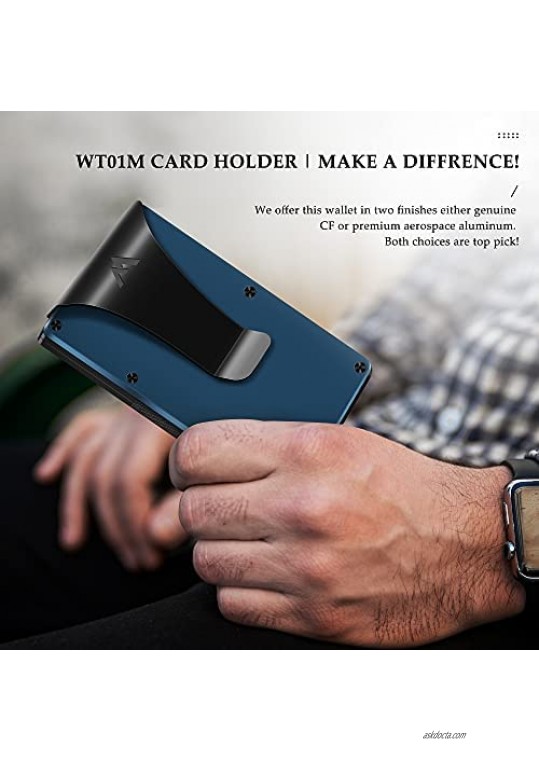 Slim Wallets for Men Aluminum RFID Mens Wallet Minimalist Credit Card Holder with Metal Money Clip - MURADIN