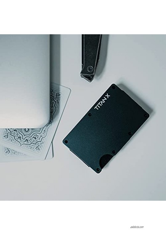 TITAN X Wallet | Minimalist Slim Metal anti RFID Wallet with Cash Strap | Wallet for Men | Front Pocket Minimalist Wallet Slim Wallet Gift Boxed (Black)