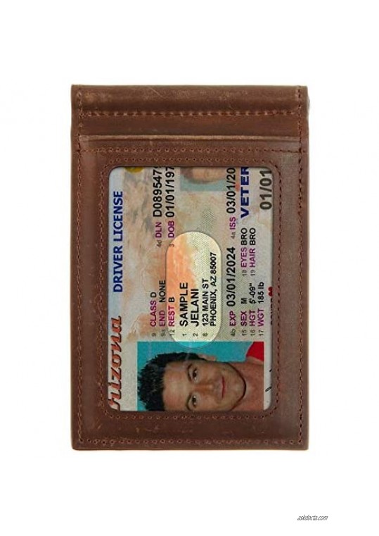 Travelambo Vegan Leather RFID Blocking Slim Minimalist Front Pocket Wallet Money Clip