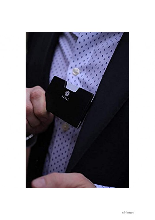 Vault - Super Slim Aluminum Wallet - Credit Card Holder with Removable Money Clip - RFID Blocking in Minimalistic Design (Matte Black)