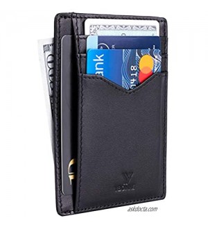 YBONNE Minimalist Front Pocket Wallet for Men and Women  RFID Blocking Thin Card Holder  Made of Finest Genuine Leather (Full-grain Black  1)