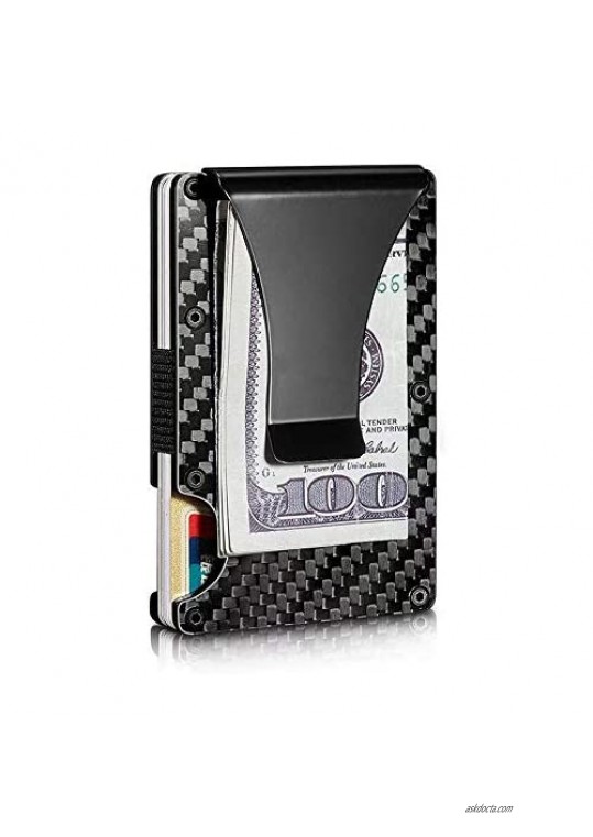 YIRUI Carbon Fiber Wallet  Aluminum Metal Wallet，Metal Money Clip Wallet  RFID Blocking Minimalist Wallet